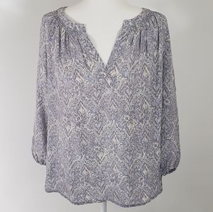 Max Studio Watercolor Floral Peasant Top